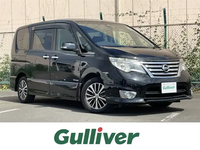 日産 セレナ ハイウェイスター Sハイブリッド 東京都 2014(平26)年 7.6万km ダイヤモンドブラック 社外ナビ/地デジTV/社外CD/DVD/Bluetooth/バックカメラ/両側パワースライドドア/クルーズコントロール/アイドリングストップ/純正16インチAW/スマートキー/ETC