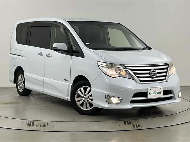 日産 セレナ ハイウェイS S HV Aセーフ 埼玉県 2015(平27)年 5.5万km ブルームーンホワイトP 純正ナビ/・Bluetooth/・CD/DVD/・フルセグテレビ/全方位モニター/クルーズコントロール/衝突軽減ブレーキ/レーンキープアシスト/前後コーナーセンサー/オートライト/ＥＴＣ/スマートキー