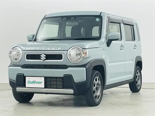 スズキ ハスラー HYBRID G ターボ 福島県 2021(令3)年 2.1万km オフブルーM スズキセーフティサポート/・衝突被害軽減ブレーキ/・レーンキープアシスト/・クリアランスソナー/・レーダークルーズコントロール/社外ディスプレイオーディオ/・Bluetooth/CD/DVD/・バックカメラ/・ETC/・前後ドライブレコーダー/パドルシフト/・ステアリングリモコン/アイドリングストップ/シートヒーター(運転席/助手席)/オートライト/・ヘッドライトレベライザー/電動格納ミラー/純正フロアマット/ドアバイザー/社外AW付スタッドレスタイヤ/・165/60/R15 4mm