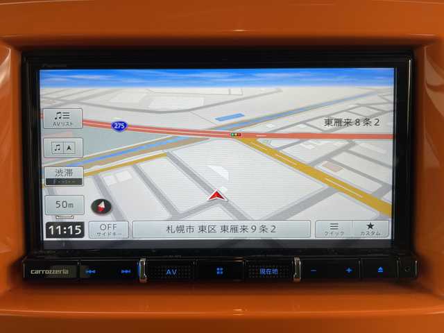 スズキ ハスラー G 道央・札幌 2015(平27)年 7万km パッションオレンジマイカ/スペリアホワイト ・４WD/・社外ＳＤナビ/・ＣＤ／ＤＶＤ／ＢＴ／ＡＵＸ／フルセグＴＶ/・ブレーキアシスト/・横滑り防止装置/・ダウンヒルアシストコントロール/・グリップコントロール/・アイドリングストップ/・運転席シートヒーター/・フォグランプ/・プッシュスタート/・スマートキー×２/・純正フロアマット/・純正ドアバイザー/・電動格納ミラー/・鉄ホイール付冬タイヤ積込/・取扱説明書/新車時保証書