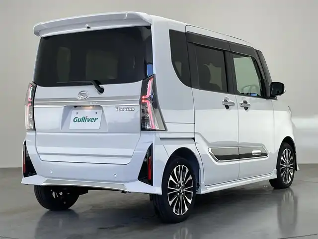 ダイハツ タント カスタム RS 愛知県 2025(令7)年 0.4万km シャイニングホワイトパール 純正１０型ナビ　全方位カメラ　シートヒーター　ＨＤＭＩ　両側パワスラ　フルセグＴＶ　ＤＶＤ　スマアシ　ＥＴＣ　ドラレコ　コーナーセンサー　衝突軽減　ＵＳＢ接続　ＬＥＤライト　フォグ　純正マット　禁煙車　オートハイビーム　Bluetooth　アイドリングストップ　純正１５インチAW　スマートキー　プッシュスタート
