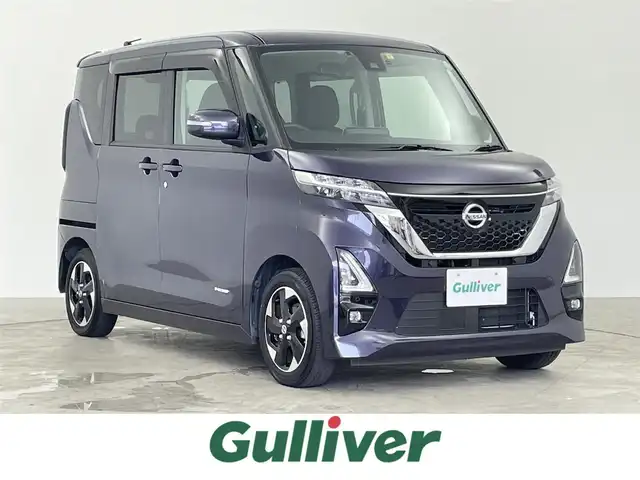 日産 ルークス ハイウェイスター X 千葉県 2023(令5)年 1万km アメジストパープル 禁煙車/エマージェンシーブレーキ/・車線逸脱警報システム/・先行車発進システム/・クリアランスソナー/純正9インチメモリナビ/・型番：MM222D-L/・Bluetooth/フルセグTV/・アラウンドビューモニター/・インテリジェントルームミラー/・ビルトインETC/ステアリングスイッチ/純正フロアマット/純正ドアバイザー/純正14インチAW/電動格納ウインカーミラー/左側パワースライドドア/オートライト/・LEDヘッドライト/・LEDフォグランプ/・ヘッドライトレベライザー/プッシュスタート/・スマートキー/・スペアキー
