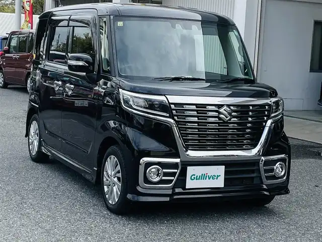 スズキ スペーシア カスタム HYBRID GS 千葉県 2020(令2)年 5.7万km ブルーイッシュブラックパール3 ディーラーSDナビ/（フルセグ/BT/DVD/SD/）/TV走行中視聴OK/D席シートヒーター/レーダークルーズコントロール/LDA/LEDヘッドライト/フォグライト/前後コーナーセンサー/フロアマット/ドアバイザー/プッシュスタート/スペアキー/取説/保証書