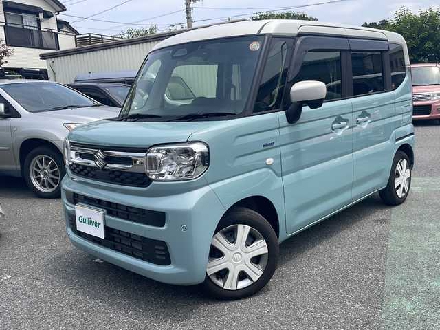 スズキ スペーシア HYBRID X 埼玉県 2024(令6)年 0.8万km オフブルーメタリック/ソフトベージュメタリック サーキュレーター、シートカバー