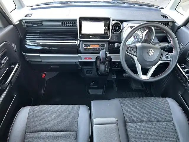 スズキ スペーシア カスタム HYBRID XS 和歌山県 2021(令3)年 2.7万km ブルーイッシュブラックパール3 社外ナビ/フルセグTV/バックカメラ/両側パワースライドドア/デュアルセンサーブレーキサポート/レーダークルーズコントロール/コーナーセンサー/ETC/純正アルミホイール/シートヒーター/シートバックテーブル/リアサーキュレーター/LEDヘッドライト