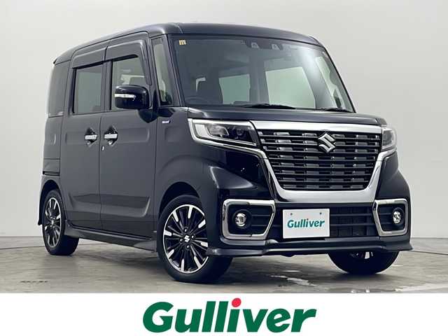 スズキ スペーシア カスタム HYBRID XS 秋田県 2020(令2)年 4.1万km ブルーイッシュブラックパール3 ４WD/社外ナビ【FM/AM/BT/CD/DVD】　/フルセグＴＶ　　/バックカメラ　/ＬＥＤヘッドライト　/ＥＴＣ　/プッシュスタート　　/前後ドライブレコーダー　/両側パワースライドドア /アイドリングストップ　/スマートキー　/オートエアコン　/スペアキー有り　/クルーズコントロール/プッシュスタート /レーンアシスト/エンジンスターター /横滑り防止装置/衝突被害軽減システム/コーナーセンサー /ステアリングリモコン/電格ミラー/革巻きステアリング/前席シートヒーター/ドアミラーヒーター/オートライト/オートマチックハイビーム/純正AW/社外フロアマット/ドアバイザー/ハーフレザーシート /フォグライト /取扱説明書