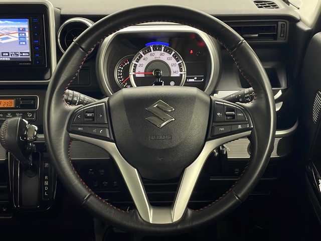 スズキ スペーシア カスタム HYBRID XS 秋田県 2020(令2)年 4.1万km ブルーイッシュブラックパール3 ４WD/社外ナビ【FM/AM/BT/CD/DVD】　/フルセグＴＶ　　/バックカメラ　/ＬＥＤヘッドライト　/ＥＴＣ　/プッシュスタート　　/前後ドライブレコーダー　/両側パワースライドドア /アイドリングストップ　/スマートキー　/オートエアコン　/スペアキー有り　/クルーズコントロール/プッシュスタート /レーンアシスト/エンジンスターター /横滑り防止装置/衝突被害軽減システム/コーナーセンサー /ステアリングリモコン/電格ミラー/革巻きステアリング/前席シートヒーター/ドアミラーヒーター/オートライト/オートマチックハイビーム/純正AW/社外フロアマット/ドアバイザー/ハーフレザーシート /フォグライト /取扱説明書