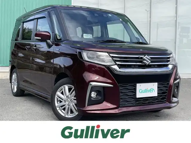 スズキ ソリオ HV MZ 福岡県 2023(令5)年 5.1万km メロウディープレッドパール ワンオーナー/レーンキープアシスト/クルコン/横滑り防止/両側パワスラ/衝突被害軽減システム/LEDオートライト/純正SDナビ(BT、フルセグTV、全方位カメラ)/純正アルミホイール/純正フロアマット/スマートキー