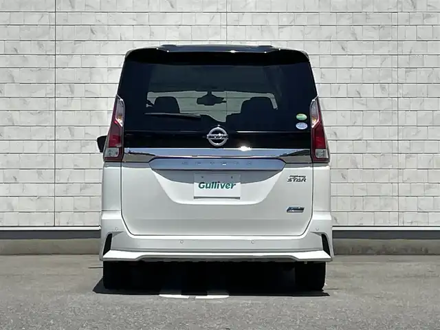 日産 セレナ ハイウェイスター 福岡県 2017(平29)年 4.9万km ピュアホワイトパール / スーパーブラック 2トーン 純正9型SDナビ（フルセグ/CD/DVD/BT)アラウンドビューモニターフリップダウンモニターエマージェンシーブレーキコーナーセンサー両側電動パワスラクルーズコントロールドラレコETCUSBポート純正LEDヘットライト純正フロアマット純正16インチアルミホイールスマートキープッシュスタート