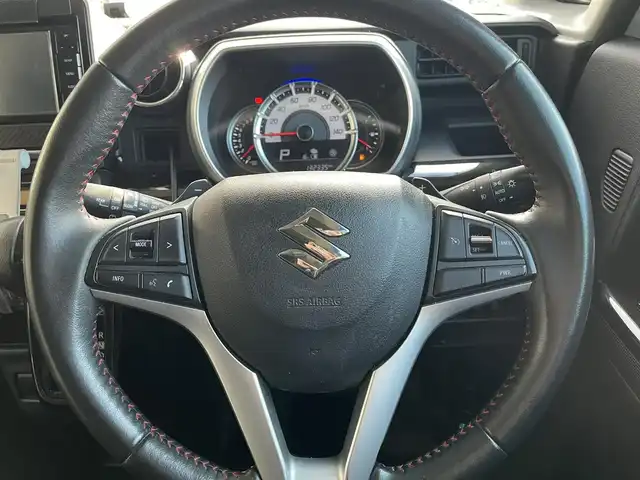 スズキ スペーシア カスタム HYBRID XS ターボ 栃木県 2019(令1)年 13.3万km ブルーイッシュブラックパール3 (株)IDOMが運営する【じしゃロン宇都宮店】の自社ローン専用車両になります。こちらは現金またはオートローンご利用時の価格です。自社ローンご希望の方は別途その旨お申付け下さい/ＥＴＣ/両側パワースライドドア/ルーフキャリア/ハーフレザーシート/シートヒーター/ＬＥＤヘッドライト/フォグライト/オートライト/クルーズコントロール/パドルシフト/デジタルインナーミラー