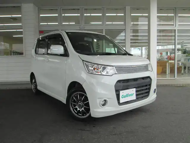スズキ ワゴンＲ スティングレー T 千葉県 2014(平26)年 6.6万km パールホワイト 社外SDナビ、フルセグTV/バックカメラ/社外オーディオ【DVD/CD/BT/SD/USB】/レーダーブレーキサポート/HIDヘッドライト&ハロゲンフォグ/パドルシフト付き革巻きステアリング/ナビ連動ステアリングスイッチ/アイドリングストップ/プッシュスタート/社外14インチアルミホイール/取扱説明書/新車時保証書/整備記録簿(H28/29/30/R3/5)