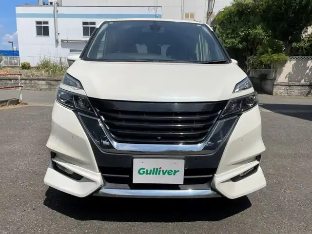 日産 セレナ ハイウェイスター 石川県 2016(平28)年 7.8万km ブリリアントホワイトパール ワンオーナー/ハンズフリー両側パワースライドドア/エマージェンシーブレーキ/純正メモリナビ・フルセグTV/　CD/DVD/SD/Bluetooth/アラウンドビューモニター/社外グリル/クルーズコントロール/純正１６インチアルミホイール/プッシュスタート/スマートキー×２/ETC/新車時保証書/取扱説明書