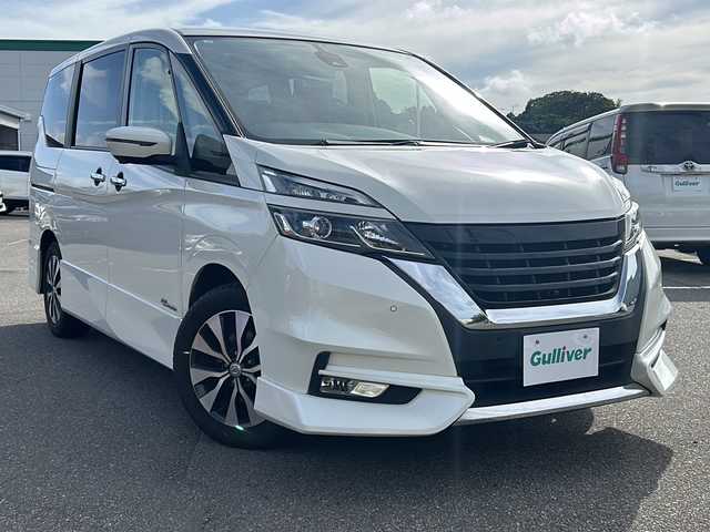 日産 セレナ ハイウェイスター 石川県 2016(平28)年 7.8万km ブリリアントホワイトパール ワンオーナー/ハンズフリー両側パワースライドドア/エマージェンシーブレーキ/純正メモリナビ・フルセグTV/　CD/DVD/SD/Bluetooth/アラウンドビューモニター/社外グリル/クルーズコントロール/純正１６インチアルミホイール/プッシュスタート/スマートキー×２/ETC/新車時保証書/取扱説明書