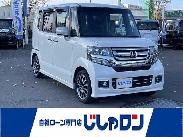 ホンダ Ｎ ＢＯＸ カスタム G ターボ Lパッケージ 宮城県 2015(平27)年 7.5万km プレミアムホワイトパールⅡ (株)IDOMが運営する【じしゃロン仙台店】の自社ローン専用車両になりますこちらは現金またはオートローンご利用時の価格です。自社ローンご希望の方は別途その旨お申付け下さい/SDナビ/Bluetooth/両側パワースライドドア/バックカメラ/ハーフレザーシート/プッシュスタート