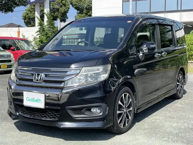 ホンダ ステップワゴン スパーダ Z クールスピリット 熊本県 2012(平24)年 8.4万km プレミアムスパークルブラックパール スマートキー/社外ナビ/（CD・DVD・フルセグTV・BTオーディオ・SD）/バックカメラ/ETC/純正17インチAW/両側パワースライドドア/クルーズコントロール/パドルシフト/レザー調シートカバー/ディスチャージヘッドライト/オートライト/フォグライト/横滑り防止装置/ウィンカーミラー/純正フロアマット/純正ドアバイザー/新車保証書/取扱説明書