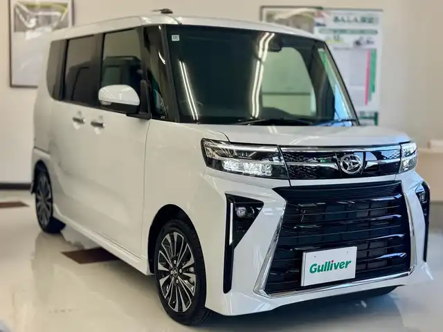 ダイハツ タント カスタム RS 滋賀県 2024(令6)年 1.1万km シャイニングホワイトパール ワンオーナー/イクリプス10.1型フローティングナビ/　フルセグ Bluetooth CD DVD CarPlay/パノラマモニター/MAXWINデジタルインナーミラー/　ドライブレコーダー前後/ビルトインETC/両側パワースタイドドア/シートヒーター/純正フロアマット/純正15インチアルミ/スマートアシスト/衝突回避支援ブレーキ/衝突警報機能/ブレーキ制御付後発進抑制機能/車線逸脱抑制制御機能/車線逸脱警報機能/路側逸脱警報機能/ふらつき機能/先行車発進お知らせ機能/標識認識機能/アダプティブドライビングハイビーム/サイドビューランプ/アダプティブクルーズコントロール/レーンキープコントロール/コーナーセンサー/コーナーリングトレースアシスト/スマートキー×2/プッシュスタート/