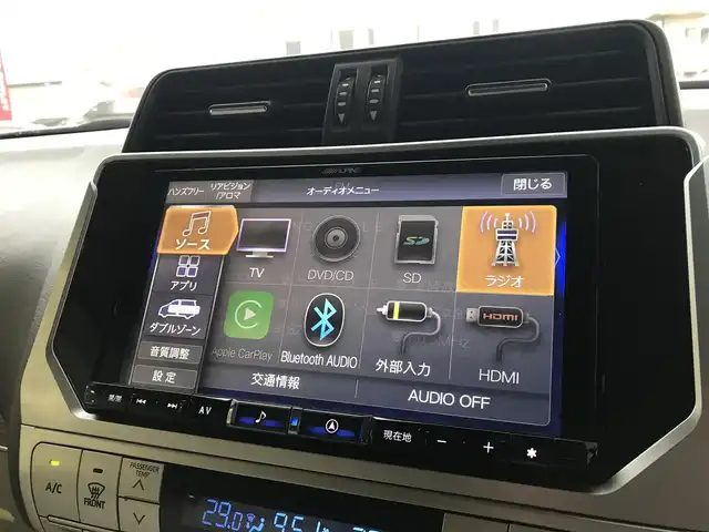 トヨタ ランドクルーザー プラド TX Lパッケージ 富山県 2022(令4)年 4.4万km ホワイトパールクリスタルシャイン サンルーフ/フリップダウンモニター/純正AW冬タイヤ車載/アルパイン9型ナビ/フルセグTV/Bluetooth/バックカメラ/プリクラッシュセーフティ/クリアランスソナー/レーンキープアシスト/レーダークルーズコントロール/レザーシート/パワーシート/シートヒーター／エアシート/プッシュスタート/スマートキー/ETC