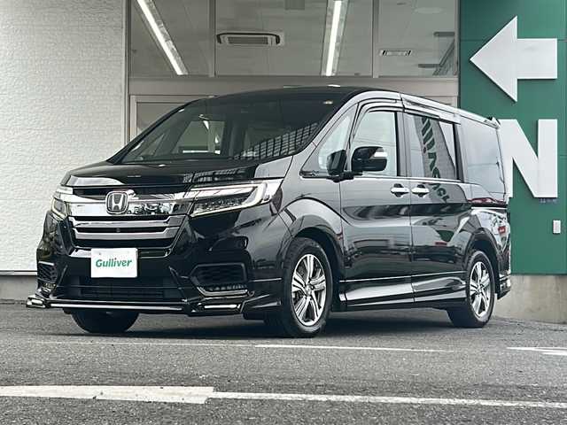 ホンダ ステップワゴン eHEVモデューロX ホンダS 愛知県 2021(令3)年 5.4万km プレミアムスパークルブラックパール 禁煙車/ワンオーナー/純正10インチプレミアムインターナビ、TV/バックカメラ（全方位）/ETC2.0/パーキングアシスト/フルセグ/Bluetooth/ドライブレコーダー/両側パワースライドドア/シートヒーター（D/N席）/純正フロアマット/純正AW/ドアバイザー/LEDヘッドライト/ステアリモコン/スペアキー/電格ミラー/取説/保証書