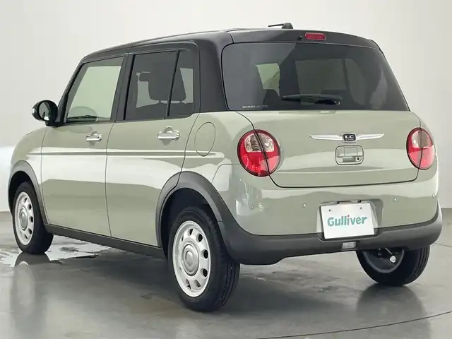 スズキ ラパン ＬＣ X 愛知県 2023(令5)年 0.1万km トラッドカーキメタリック/アーバンブラウン 2トーン デュアルカメラブレーキサポート　禁煙車　ハーフレザー　シートヒーター　ツートンカラー　衝突軽減　車線逸脱　リヤパーキングセンサー　ＬＥＤオートライト　プッシュスタート　ＵＳＢポート　ナノイーＸエアコン