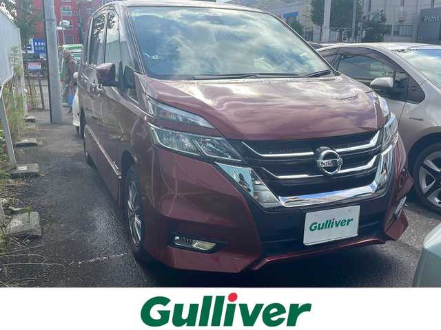 日産 セレナ ハイウェイスター 道央・札幌 2016(平28)年 6.1万km マルーンレッド 社外ナビ（FM/AM/フルセグTV/SD/BT/USB/CD/DVD）/ETC/スマートミラー/エンジンスターター/バックカメラ/クルーズコントロール/プロパイロット運転支援システム/アラウンドビューモニター/エコモード/アイドリングストップ/両側パワースライドドア/ISOFIX/ダブル＋サイドエアバッグ/後席用USB端子/ロールサンシェード/パワーウィンドウ/純正フロアマット/電動格納ミラー