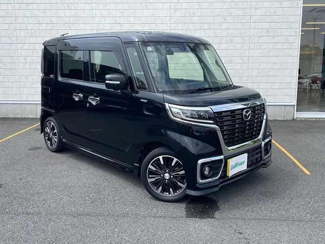 マツダ フレアワゴン ハイブリッド XS 茨城県 2021(令3)年 4.4万km ブルーイッシュブラックパール3 両側パワースライドドア/クルーズコントロール/バックカメラ/アラウンドビューモニター/LEDオートライト/ハーフレザー/純正15インチアルミホイール/USBポート/アイドリングストップ/スマートキー/社外ナビ/　　 BT/CD/DVD/ワンセグ