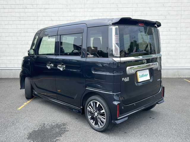 マツダ フレアワゴン ハイブリッド XS 茨城県 2021(令3)年 4.4万km ブルーイッシュブラックパール3 両側パワースライドドア/クルーズコントロール/バックカメラ/アラウンドビューモニター/LEDオートライト/ハーフレザー/純正15インチアルミホイール/USBポート/アイドリングストップ/スマートキー/社外ナビ/　　 BT/CD/DVD/ワンセグ