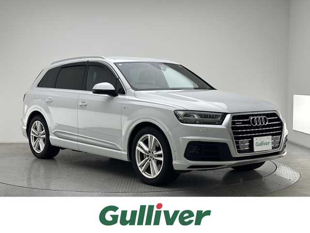 アウディ Ｑ７ 2.0TFSI クワトロ Sライン PKG 兵庫県 2018(平30)年 6.1万km 白 ４WD/純正HDDナビ/（フルセグ/CD/DVD/Bluetooth/SD）/バックカメラ/ビルトインETC2.0/社外前方ドラレコ/パワーバックドア/パドルシフト/レザーシート/シートヒーター/パワーシート/ルーフレール/純正20インチアルミホイール/LEDヘッドライト/純正マット/パーキングアシスト/コーナーセンサー/LKA/ACC/BSM/アイドリングストップ/スペアキー