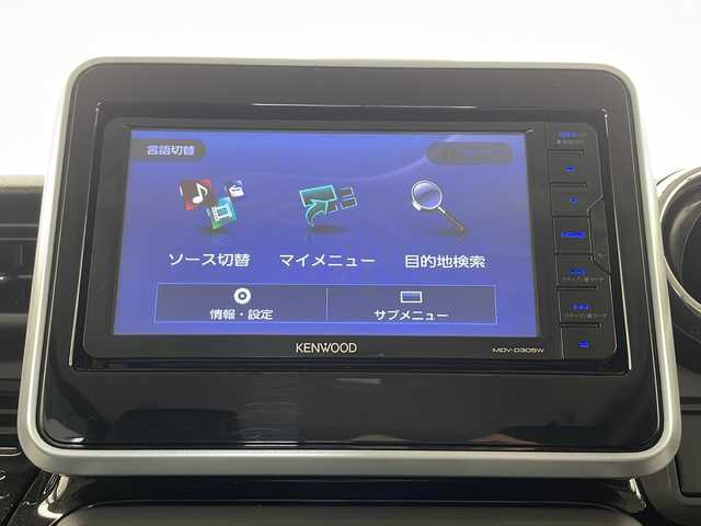 スズキ スペーシア カスタム HYBRID XS 千葉県 2018(平30)年 5.5万km ブルーイッシュブラックパール3 禁煙車/社外ナビ　MDV-D305W（ワンセグTV/BT/CD/SD）/バックカメラ/両側パワースライドドア　/前方ドライブレコーダー /ETC/ステアリングリモコン/デュアルセンサーブレーキサポート/車線逸脱警告/ハーフレザーシート/運転席シートヒーター/LEDヘッドライト/LEDフォグランプ/プッシュスタート/スマートキー/後席サーキュレーター/後席サンシェード/純正アルミホイール15インチ/純正フロアマット/純正ドアバイザー