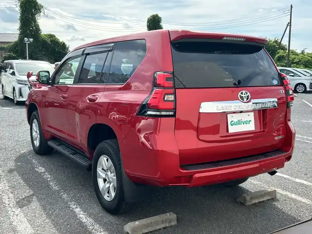 トヨタ ランドクルーザー プラド TX Lパッケージ 千葉県 2017(平29)年 7.8万km レッドマイカメタリック 7人乗 ナビNSZT-W66T バックカメラ ベージュ革 エアシート シートヒーター PCS LDA AHB クルコン 2ndスタート LEDライト オートライト リアスポ サイドステップ 17AW