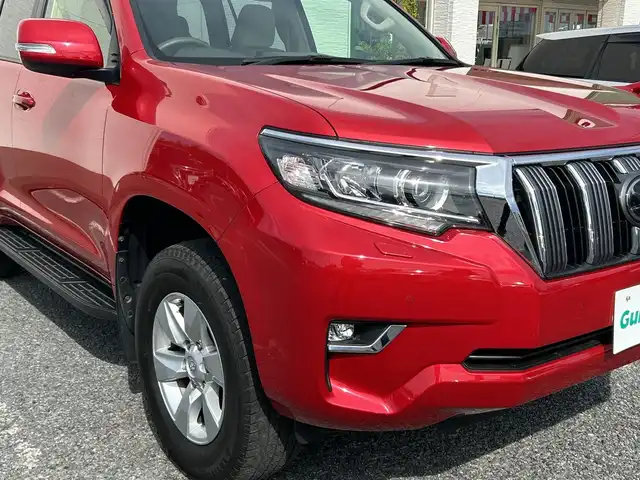 トヨタ ランドクルーザー プラド TX Lパッケージ 千葉県 2017(平29)年 7.8万km レッドマイカメタリック 7人乗 ナビNSZT-W66T バックカメラ ベージュ革 エアシート シートヒーター PCS LDA AHB クルコン 2ndスタート LEDライト オートライト リアスポ サイドステップ 17AW