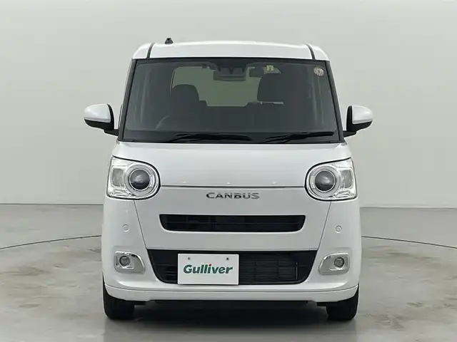 ダイハツ ムーヴ キャンバス セオリー G 福岡県 2023(令5)年 1.1万km シャイニングホワイトパール 社外ナビ／フルセグＴＶ　/バックカメラ　/ホットカップホルダー　/ＥＴＣ　/前後ドラレコ　/コーナーセンサー　/衝突軽減ブレーキ　/横滑り防止装置　/アイドリングストップ　/シートヒーター　/両側電動スライドドア　/ＬＥＤヘッドライト