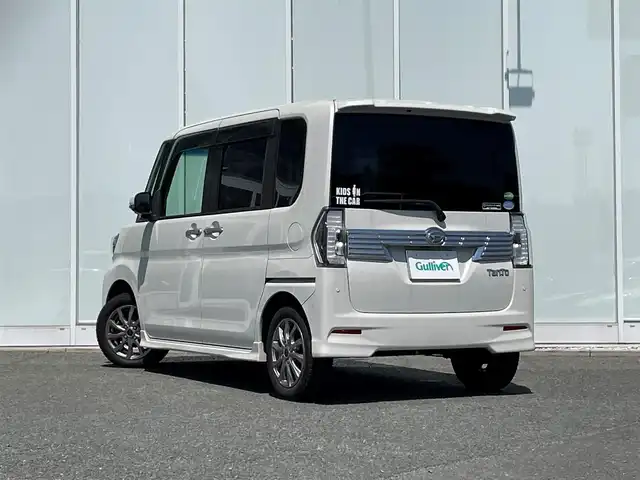 ダイハツ タント カスタムX トップED VS SAⅢ 福岡県 2018(平30)年 12万km パールホワイトⅢ 純正8インチナビ/【NSZN-X69D:CD/DVD/Bluetooth/フルセグTV】/全方位カメラ/スマートキー/ステアリングスイッチ/両側パワースライドドア /衝突被害軽減ブレーキ/LEDヘッドランプ/フォグランプ /オートライト/ハーフレザーシート/D席シートヒーター/ドライブレコーダー/社外14インチAW/サマータイヤ付き純正14インチAW車載/オード電動格納ミラー/保証書/取扱説明書