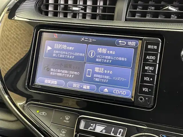 トヨタ アクア S スタイルブラック 岩手県 2018(平30)年 9.8万km ダークブルーマイカ ワンオーナー/トヨタセーフティセンスC/プリクラッシュセーフティ/レーンディパーチャーアラート/オートマチックハイビーム/先行車発進告知機能/横滑り防止装置/オートライト/ヘッドライトレベライザー/純正ナビ/（CD/ワンセグ/SD/AUX/Bluetooth）/ステアリングスイッチ/バックカメラ/ドライブレコーダー/ETC/オートエアコン/15インチスチールホイール　純正ホイールキャップ