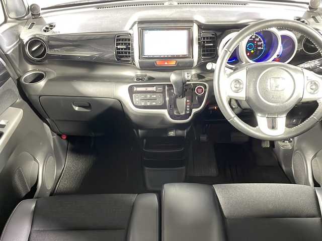 ホンダ Ｎ ＢＯＸ カスタム G ターボ Lパッケージ 沖縄県 2015(平27)年 7.2万km プレミアムホワイトパールⅡ 禁煙車/両側パワースライド/社外ナビ/　ＣＤ／ＤＶＤ／フルセグＴＶ/ドライブレコーダー３６０°/バックカメラ/パドルシフト/ターボ/テアリングスイッチ/クルーズコントロール/スペアキー/純正アルミ/チップアップシート