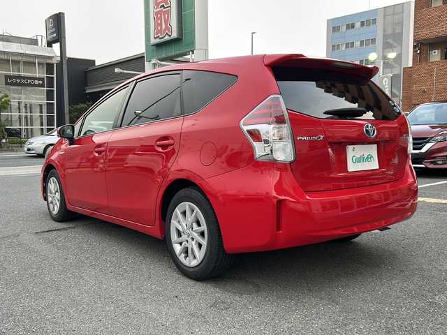 トヨタ プリウス α S 大阪府 2015(平27)年 6.9万km スーパーレッドⅤ 純正8インチナビ（NSZA-X64T）/(フルセグＴＶ　Ｂｌｕｅｔｏｏｔｈ接続　ＣＤ　ＤＶＤ再生）　/ビルトインＥＴＣ　/バックカメラ　/スマートキー　/ＬＥＤヘッドライト　/オートライト　/革巻きステアリング/ステアリングスイッチ/純正アルミホイール　/純正フロアマット　/電動格納ミラー/衝突被害軽減システム