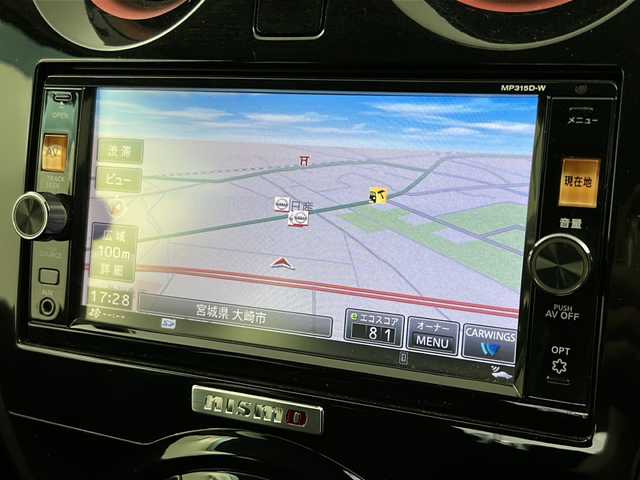 日産 ノート ニスモ 宮城県 2015(平27)年 8.9万km ダークメタルグレー 純正7インチナビ/・CD・DVD・Bluetooth・SD・AUX/フルセグTV/バックカメラ/革巻きステアリング/プッシュスタート/スマートキー/アイドリングストップ/HIDヘッドライト/フォグライト/純正フロアマット/純正１６インチAW/ドアバイザー/横滑り防止装置