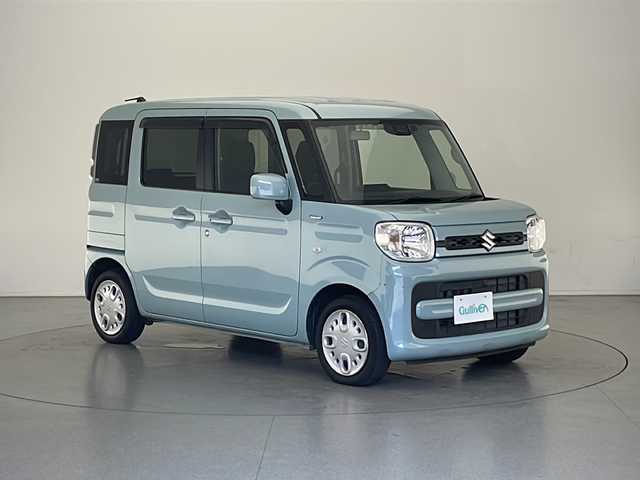 スズキ スペーシア HYBRID G 長野県 2020(令2)年 1.6万km オフブルーM ４WD/社外ナビ/CD・DVD再生/Bluetooth Audio/フルセグTV/バックカメラ/両側スライドドア/レーダーブレーキサポート/レーンディパーチャアラート/シートヒーター /スマートキー/プッシュスタート/オートライト/アイドリングストップ/横滑り防止装置