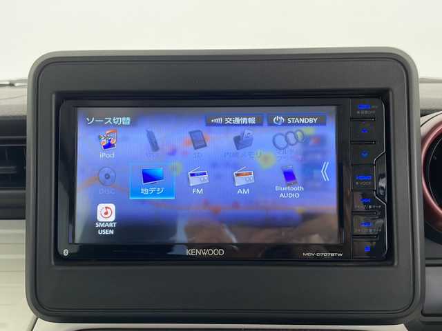 スズキ スペーシア HYBRID G 長野県 2020(令2)年 1.6万km オフブルーM ４WD/社外ナビ/CD・DVD再生/Bluetooth Audio/フルセグTV/バックカメラ/両側スライドドア/レーダーブレーキサポート/レーンディパーチャアラート/シートヒーター /スマートキー/プッシュスタート/オートライト/アイドリングストップ/横滑り防止装置