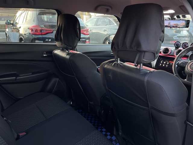 スズキ スイフト 山口県 2017(平29)年 4.5万km スピーディーブルーM 純正ナビ（フルセグTV、AM/FM、Bluetooth）/全方位カメ/ブリッジ車高調/社外マフラー/オートゲージ３連メーター/前後ミラー型ドラレコ/LEDオートライト/赤革シートカバー/運転席シートヒーター/純正１７インチアルミホイール/スペアキー２本/横滑り防止装置