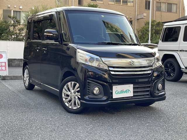 スズキ スペーシア カスタム GS 埼玉県 2016(平28)年 4.4万km ブルーイッシュブラックパール3 登録時43284km/純正インチSDディーラーOPナビ（CN-RS02D）/CD/DVD/BT/（フルセグ）/ウィンカーミラー/プッシュスタート/両側パワースライドドア/レーンキープアシスト/衝突軽減ブレーキ/ビルトインETC/前後純正ドライブレコーダー/片側パワースライドドア/AAC/ハイブリッド車/スポーツモード/ECONモード/アイドリングストップ/オートライト/フォグランプ/フロアマット/キセノンヘッドライト/社外１４インチアルミホイール/D席シートヒーター/ステアリングリモコン/左右サンシェード/ETC/USB端子/取扱説明書/保証書/ナビ取扱説明書/スマートキー２本