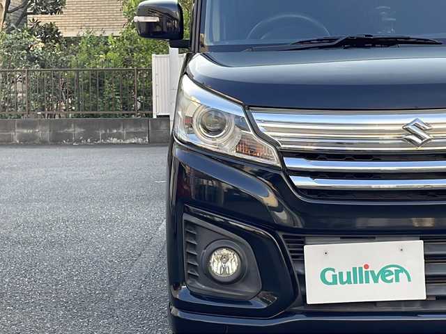スズキ スペーシア カスタム GS 埼玉県 2016(平28)年 4.4万km ブルーイッシュブラックパール3 登録時43284km/純正インチSDディーラーOPナビ（CN-RS02D）/CD/DVD/BT/（フルセグ）/ウィンカーミラー/プッシュスタート/両側パワースライドドア/レーンキープアシスト/衝突軽減ブレーキ/ビルトインETC/前後純正ドライブレコーダー/片側パワースライドドア/AAC/ハイブリッド車/スポーツモード/ECONモード/アイドリングストップ/オートライト/フォグランプ/フロアマット/キセノンヘッドライト/社外１４インチアルミホイール/D席シートヒーター/ステアリングリモコン/左右サンシェード/ETC/USB端子/取扱説明書/保証書/ナビ取扱説明書/スマートキー２本