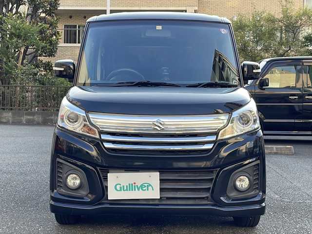 スズキ スペーシア カスタム GS 埼玉県 2016(平28)年 4.4万km ブルーイッシュブラックパール3 登録時43284km/純正インチSDディーラーOPナビ（CN-RS02D）/CD/DVD/BT/（フルセグ）/ウィンカーミラー/プッシュスタート/両側パワースライドドア/レーンキープアシスト/衝突軽減ブレーキ/ビルトインETC/前後純正ドライブレコーダー/片側パワースライドドア/AAC/ハイブリッド車/スポーツモード/ECONモード/アイドリングストップ/オートライト/フォグランプ/フロアマット/キセノンヘッドライト/社外１４インチアルミホイール/D席シートヒーター/ステアリングリモコン/左右サンシェード/ETC/USB端子/取扱説明書/保証書/ナビ取扱説明書/スマートキー２本