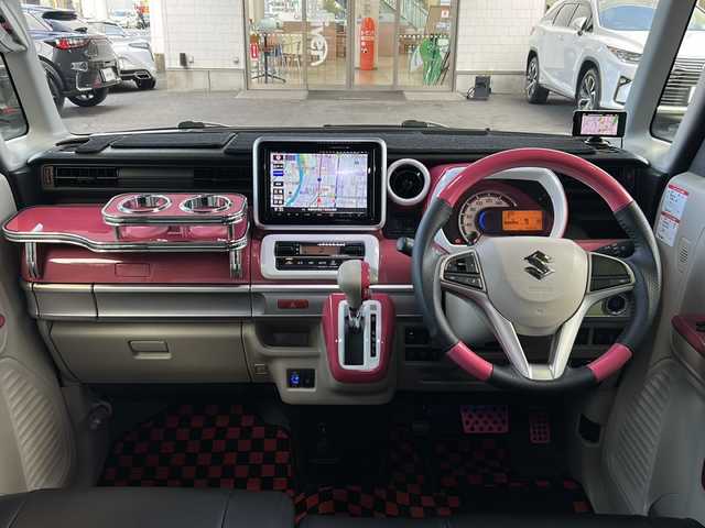 スズキ スペーシア HYBRID X 京都府 2018(平30)年 8.3万km チアフルピンクメタリック/ホワイト2トーンルーフ パナソニックSDナビ(CN-RZ846)/Bluetooth/CD/DVD再生機能/iPod/USB入力端子/HUD /全方位カメラ /衝突軽減ブレーキ /後方コーナーセンサー /レーンキープアシスト/横滑り防止/禁煙 /2トーン /LEDヘッドライト /オートライト/デジタルインナーミラー /ASSURAレーダー探知機(AR-46LA)/LONZAペダルカバー/前方ドライブレコーダー(HF-AHD-2309Y)/ルーフレール/純正AW14インチ/Wエアバッグ/運転席シートヒーター/両側パワースライドドア