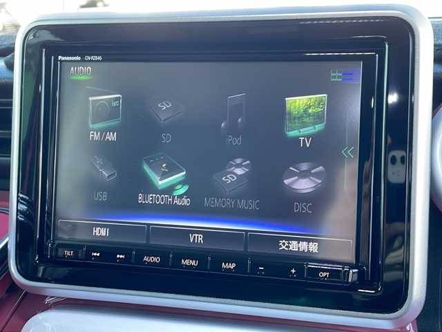 スズキ スペーシア HYBRID X 徳島県 2018(平30)年 8.3万km チアフルピンクメタリック/ホワイト2トーンルーフ 2トーン /ルーフレール/純正8インチSDナビ(CN-RZ846)/（Bluetooth/フルセグ/CD/DVD/iPod/USB）/全方位カメラ /両側パワースライドドア/運転席シートヒーター/デジタルインナーミラー /ASSURAレーダー探知機(AR-46LA)/LONZAペダルカバー/衝突軽減ブレーキ /後方コーナーセンサー /レーンキープアシスト/HUD /HIDヘッドライト /オートライト/ETC/前方ドライブレコーダー(HF-AHD-2309Y)/純正14AW/Wエアバッグ