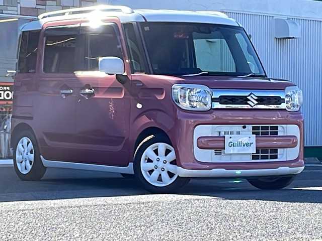 スズキ スペーシア HYBRID X 徳島県 2018(平30)年 8.3万km チアフルピンクメタリック/ホワイト2トーンルーフ 2トーン /ルーフレール/純正8インチSDナビ(CN-RZ846)/（Bluetooth/フルセグ/CD/DVD/iPod/USB）/全方位カメラ /両側パワースライドドア/運転席シートヒーター/デジタルインナーミラー /ASSURAレーダー探知機(AR-46LA)/LONZAペダルカバー/衝突軽減ブレーキ /後方コーナーセンサー /レーンキープアシスト/HUD /HIDヘッドライト /オートライト/ETC/前方ドライブレコーダー(HF-AHD-2309Y)/純正14AW/Wエアバッグ