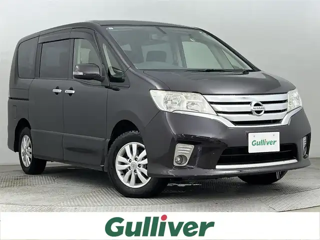 日産 セレナ ハイウェイスター Vセレクション 道央・札幌 2013(平25)年 7万km オーロラモーヴ ・4WD/・寒冷地仕様/・純正SDナビ/・CD/DVD/SD/BT/フルセグ/・純正フリップダウンモニター/・バックカメラ/・ビルトインETC/・クルーズコントロール/・横滑り防止/・アイドリングストップ/・両側パワースライドドア/・キセノンヘッドライト/・オートライト/・フォグランプ/・純正15インチAW/・純正フロアマット/・プッシュスタート/・スマートキー/・純正エンジンスターター