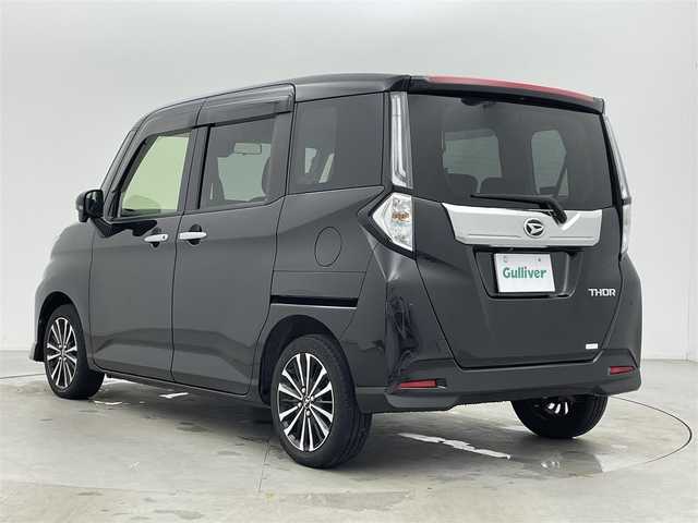 ダイハツ トール カスタムG ターボ 富山県 2022(令4)年 3.9万km ブラックマイカメタリック ポータブルナビ(AM/FM/BT/HDMI)/フルセグTV/全方位カメラ(バック)/レーダークルーズコントロール/衝突軽減ブレーキ/両側パワースライドドア/電子パーキングブレーキ/オートブレーキホールド/前後コーナーセンサー/前後ドライブレコーダー/盗難防止装置/横滑り防止装置/オートライト/LEDヘッドライト/ETC/純正AW/社外AW付スタッドレスタイヤ車載/純正フロアマット/プッシュスタート/保証書