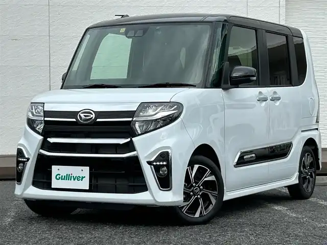 ダイハツ タント カスタム X スタイルセレクション 千葉県 2021(令3)年 1.4万km ブラックマイカメタリック/シャイニングホワイトパール ガソリン/2WD(FF)/両側パワースライドドア/ナビ【NMZK-W71D】/(FM/AM/CD/SD/DVD/ワンセグTV/Bluetooth)/ドライブレコーダー/スマートアシスト/・アダプティブクルーズコントロール/・レーンキープアシスト/・プリクラッシュブレーキアシスト/・踏み間違い防止アシスト/装備/・シートヒーター(運転席・助手席)/・革巻きステアリング/・ステアリングスイッチ/・LEDヘッドライト/・オートライト/・フルオートエアコン/・電動格納ミラー