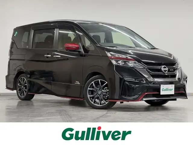 日産 セレナ ニスモ 三重県 2019(平31)年 2.9万km ダイヤモンドブラック S-HYBRID/FF/インパネCVT/純正 9型ナビ MM518D-L/（iPod/SD/FM/AM/TV/USB/Bluetooth/CD/DVD/Blu-ray/MUSIC STOCKER/HDMI/ドラレコ/AUX）/・純正 11インチ 後席モニター/インテリジェント アラウンドビューモニター（移動物検知機能付）/両側オートスライドドア/ドライブレコーダー 前方/ビルトイン ETC/安全装備/・インテリジェント エマージェンシーブレーキ/・プロパイロット（全車速追従オートクルーズコントロール・ハンドル支援付）/・LDW（車線逸脱警報）/・LDP（車線逸脱防止支援）/・インテリジェント DA（ふらつき警報）/・標識検知機能（最高速度、一時停止、進入禁止）/・フロント & バックソナー/・インテリジェント パーキングアシスト/装備/・インテリジェント ルームミラー（デジタルインナーミラー）/・後席オートエアコン/・オートライト/・LEDヘッドライト/・ハイビームアシスト/・ステアリングリモコン/・純正17inAW/・プッシュスタート/・インテリジェント キー