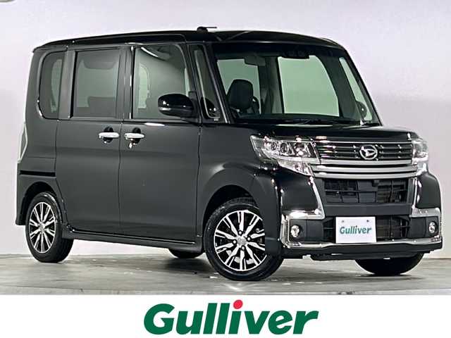 ダイハツ タント カスタム X トップED SA Ⅲ 広島県 2018(平30)年 6万km ブラックマイカメタリック 純正７型SDナビ/CD/DVD/SD/BT/フルセグTV/バックカメラ/スマートアシストIII/・衝突回避支援ブレーキ機能/・誤発進抑制機能(前方＋後方)/・車線逸脱警報機能/・ふらつき警報/・先行車発進お知らせ機能/・オートハイビーム/片側パワースライドドア/シートヒーター/LEDヘッドライト/オートライト/ETC/スマートキー/プッシュスタート/ステアリングスイッチ/サンシェード/純正フロアマット/純正アルミホイール/シートカバー